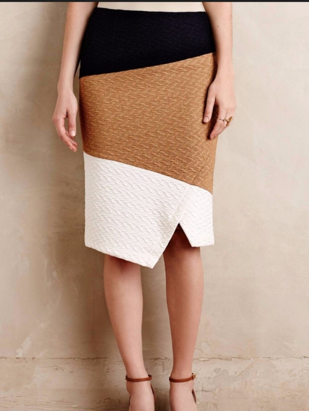 HD in Paris Colorblock Pencil Skirt in Navy, Camel & White Anthropologie